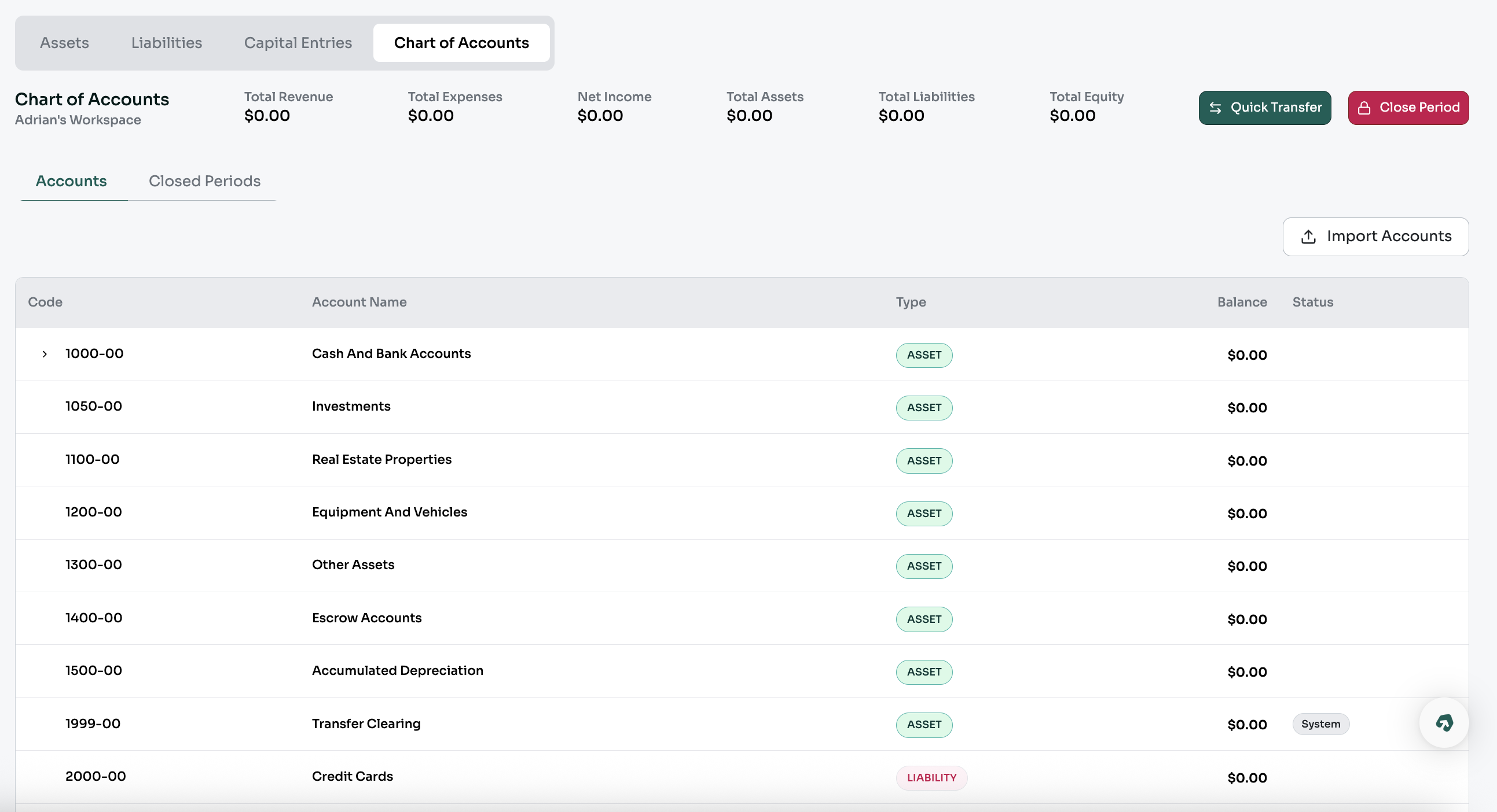 Professional double-entry accounting system for landlords